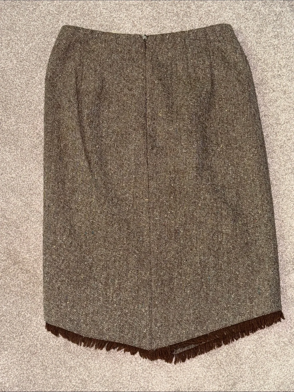 J. Crew Brown Tweed Fringe Pencil Skirt